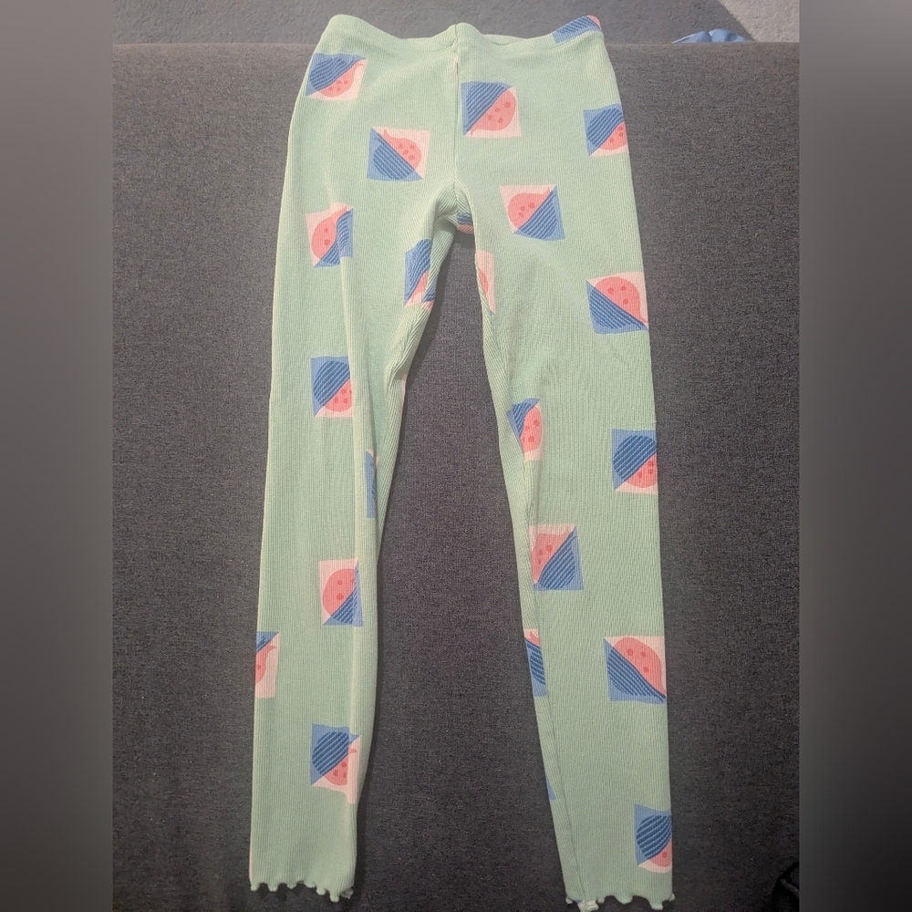 Tea Collection Green Pomegranate Print Ribbed Leggings